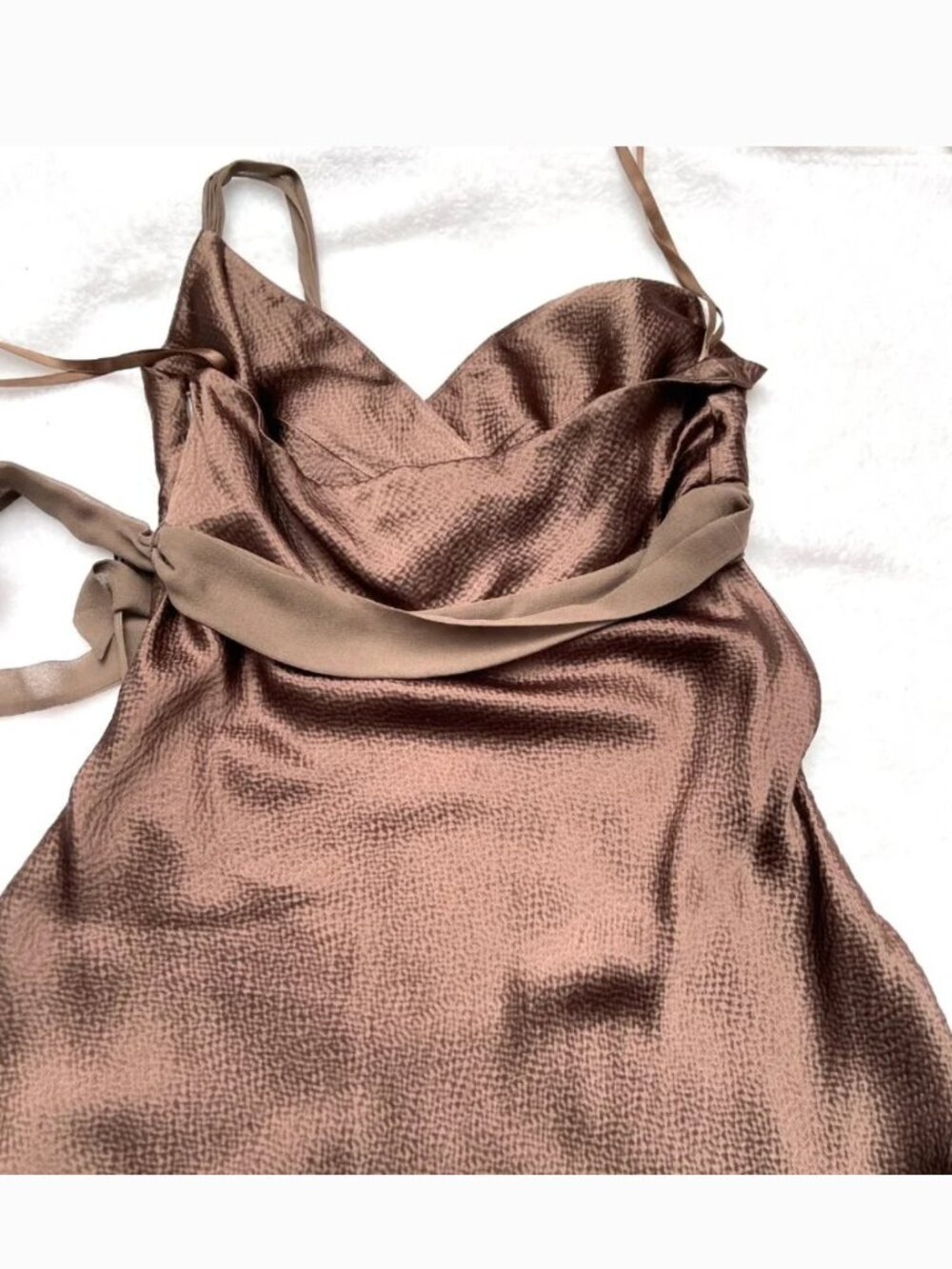 BCBGMaxazria 100% Silk halter chocolate Slip dress - Picture 9 of 12